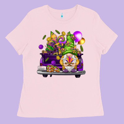 Mardi Gras Gnome On The Truck Ladies Tee Designed By Nancycooperartshop