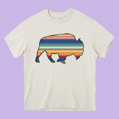 Aztec Bison Silhouette Heavy Core Tee Designed By Bettercallsaul