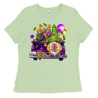 Matcha Mardi Gras gnome on the truck Ladies Tee - NancyCooperArtShop