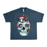 Midnight Navy halloween skull collector mushrooms flowers and butterflies sweatshirt Urban Heavy Tee - trangStudio
