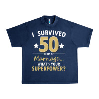 Navy 50 years of marriage superpower 50th wedding anniversary Urban Heavy Tee - trangStudio