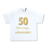 White 50 years of marriage superpower 50th wedding anniversary Urban Heavy Tee - trangStudio
