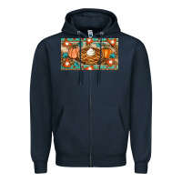 Navy pumpkin pie Zipper Hoodie - Artiststas