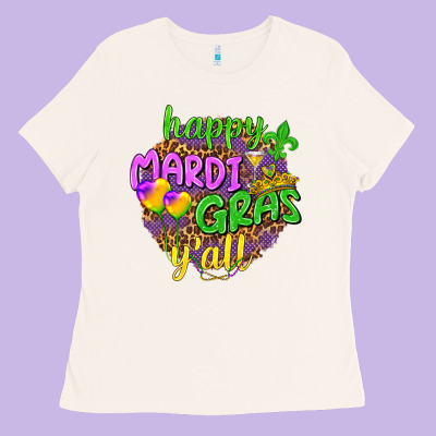 Happy Mardi Gras Y'all Ladies Tee Designed By Nancycooperartshop