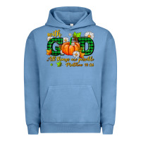 Pigment Pebble Blue with god all things are possible Urban Hoodie - AdoDesignShop
