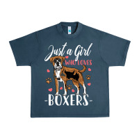 Midnight Navy Kids Boxer Dog Just A Girl Who Loves Boxers Gift Urban Heavy Tee - trangStudio