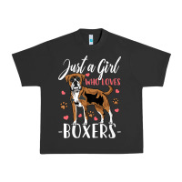Pigment Black Kids Boxer Dog Just A Girl Who Loves Boxers Gift Urban Heavy Tee - trangStudio