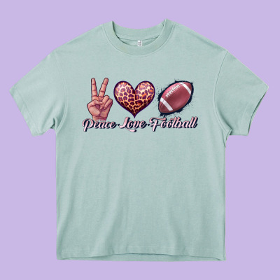 Peace Love Football Heavy Core Tee Designed By Jahusdesignshop