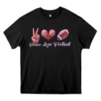 Black peace love football Heavy Core Tee - JahusDesignShop