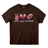 Chocolate Brown peace love football Heavy Core Tee - JahusDesignShop
