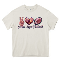 Cream peace love football Heavy Core Tee - JahusDesignShop