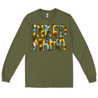Army Green Inked Mama Flowers Long Sleeve Tee - CowCowDesign