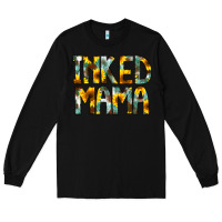 Black Inked Mama Flowers Long Sleeve Tee - CowCowDesign