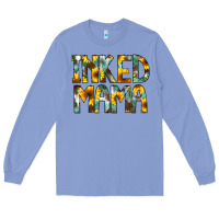 Colony Blue Inked Mama Flowers Long Sleeve Tee - CowCowDesign