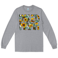 Heather Grey Inked Mama Flowers Long Sleeve Tee - CowCowDesign