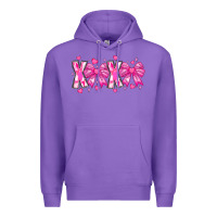 Purple XOXO Valentines Premium Hoodie - CowhideDigitalArt
