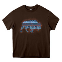 Chocolate Brown Bison Silhouette Blue Aztec Heavy Core Tee - Bettercallsaul