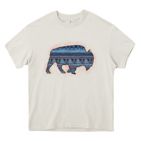 Cream Bison Silhouette Blue Aztec Heavy Core Tee - Bettercallsaul
