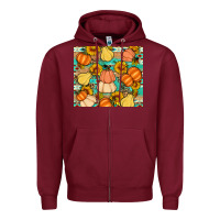 Burgundy pumpkin sunflowers leaves Zipper Hoodie - Artiststas