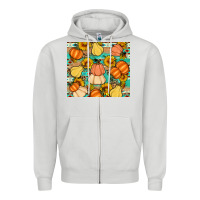 Dove Grey pumpkin sunflowers leaves Zipper Hoodie - Artiststas
