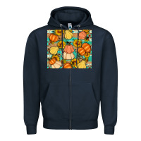 Navy pumpkin sunflowers leaves Zipper Hoodie - Artiststas