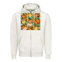 Oatmeal Heather pumpkin sunflowers leaves Zipper Hoodie - Artiststas