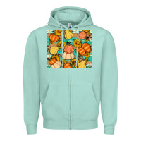 Seafoam pumpkin sunflowers leaves Zipper Hoodie - Artiststas