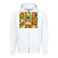 White pumpkin sunflowers leaves Zipper Hoodie - Artiststas