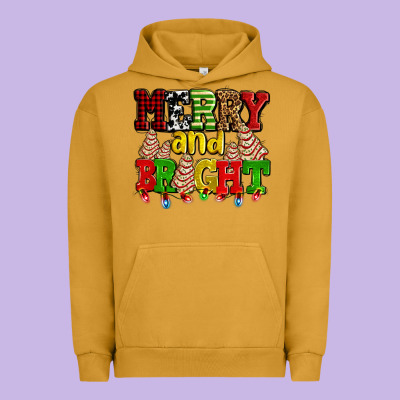 Merry And Bright With Christmas Tree  Cakes Ado Urban Hoodie Designed By Adodesignshop
