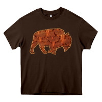Chocolate Brown Bison Silhouette Red Skull Heavy Core Tee - Bettercallsaul