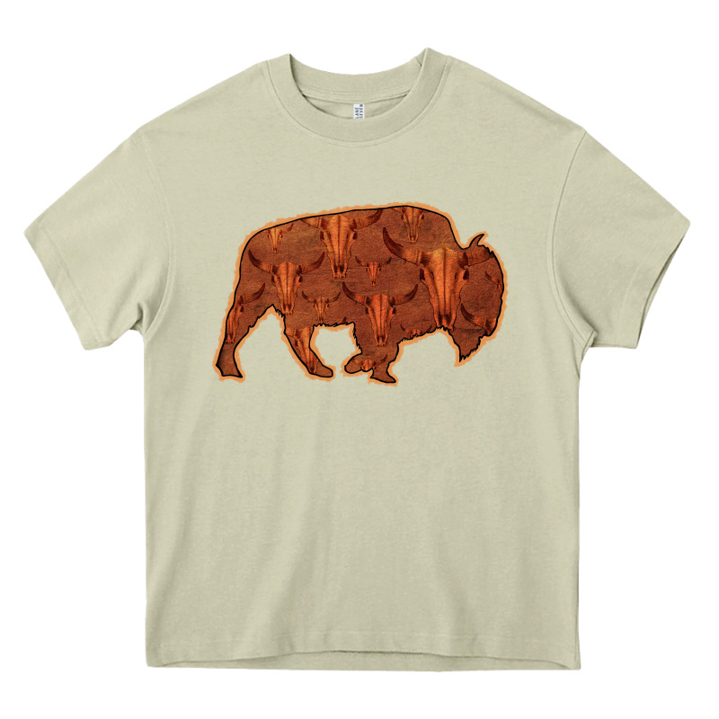 Bison Silhouette Red Skull Heavy Core Tee by Bettercallsaul | Teevron