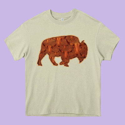 Bison Silhouette Red Skull Heavy Core Tee Designed By Bettercallsaul