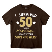 Chocolate Brown 50 years of marriage superpower 50th wedding anniversary Heavy Core Tee - trangStudio