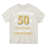 Cream 50 years of marriage superpower 50th wedding anniversary Heavy Core Tee - trangStudio