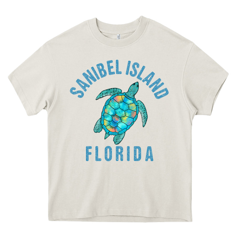 Sanibel Island Beach Design  Sea Turtle Illustration Gift Pullover Hoo Heavy Core Tee by trangStudio | Teevron