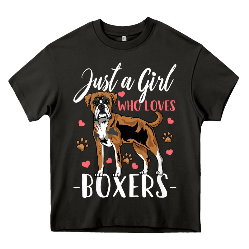 Kids Boxer Dog Just A Girl Who Loves Boxers Gift Heavy Core Tee by trangStudio | Teevron