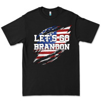 Black Let's Go Brandon Ripped Cloth with American Flag Premium Tee - Jasminsmagicworld