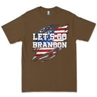 Cacao Let's Go Brandon Ripped Cloth with American Flag Premium Tee - Jasminsmagicworld