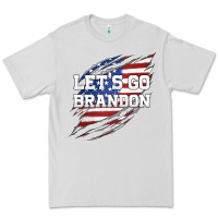 Dove Grey Let's Go Brandon Ripped Cloth with American Flag Premium Tee - Jasminsmagicworld