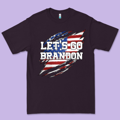 Let's Go Brandon Ripped Cloth With American Flag Premium Tee Designed By Jasminsmagicworld