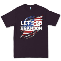 Plum Let's Go Brandon Ripped Cloth with American Flag Premium Tee - Jasminsmagicworld