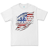 White Let's Go Brandon Ripped Cloth with American Flag Premium Tee - Jasminsmagicworld
