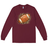Burgundy American Football Leopard Long Sleeve Tee - CowCowDesign
