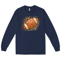 Navy American Football Leopard Long Sleeve Tee - CowCowDesign