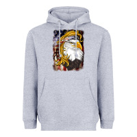 Heather Grey american mullet   eagle Heavyweight Hoodie - BarkalooDesign