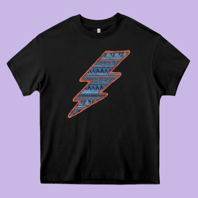 Western Orange Border Aztec Lightning Heavy Core Tee Designed By Bettercallsaul