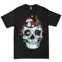 Black halloween skull collector mushrooms flowers and butterflies sweatshirt Premium Tee - trangStudio