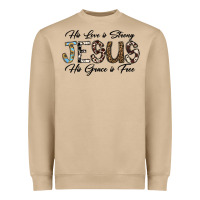 His Love Is Strong Jesus His Grace Is Free Heavyweight Sweatshirt | Teevron