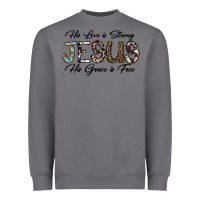 Storm His Love is Strong Jesus His Grace is Free Heavyweight Sweatshirt - CowhideDigitalArt