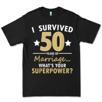 Black 50 years of marriage superpower 50th wedding anniversary Premium Tee - trangStudio